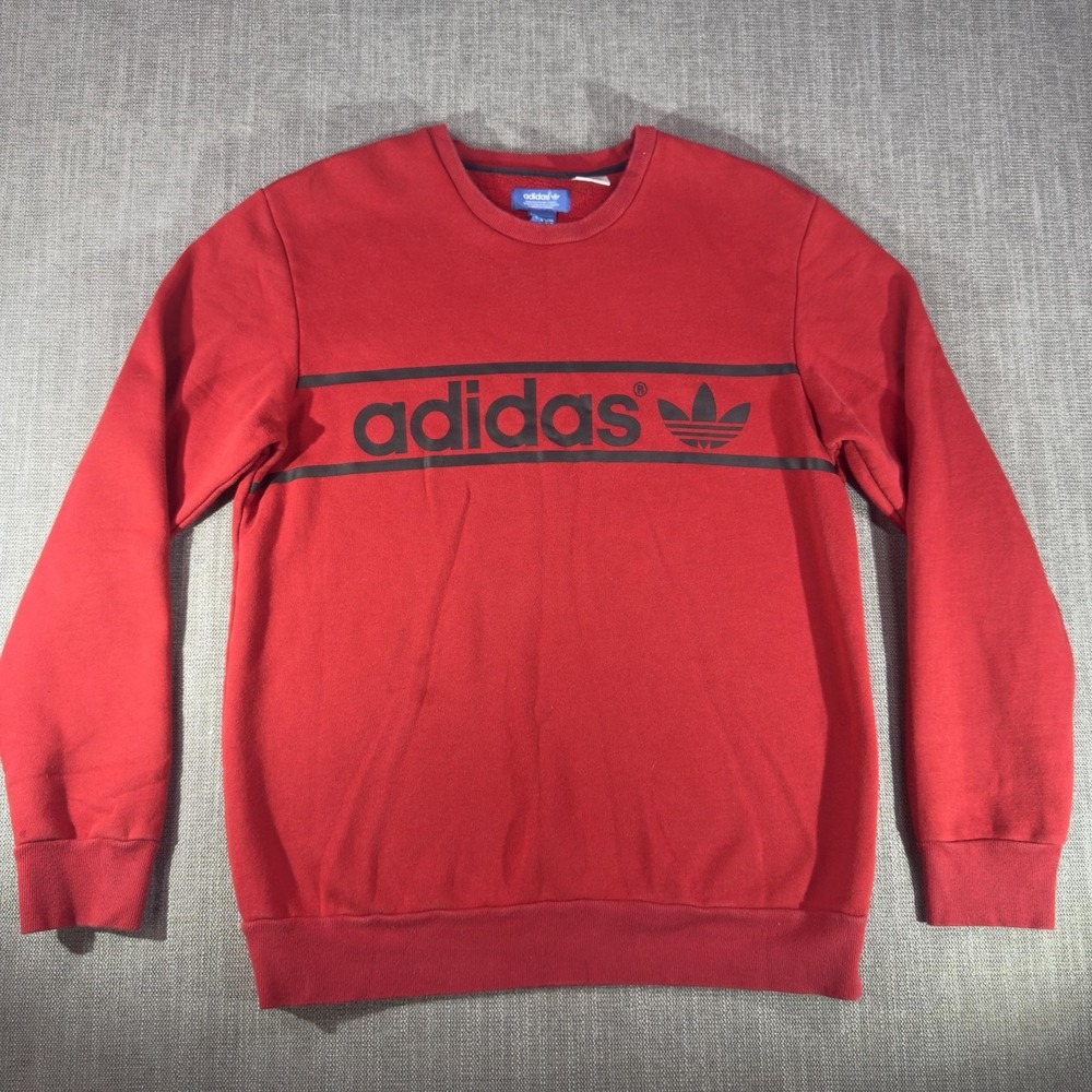 Adidas Originals Sweatshirt Mens Medium Red Trefoil Fleece Crewneck Sample